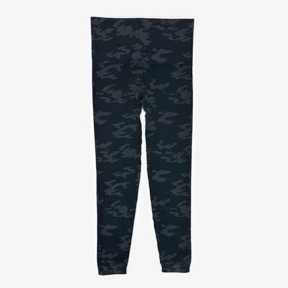 Spanx EcoCare Seamless Leggings Size L Black Camo Stretch Activewear Gym Workout